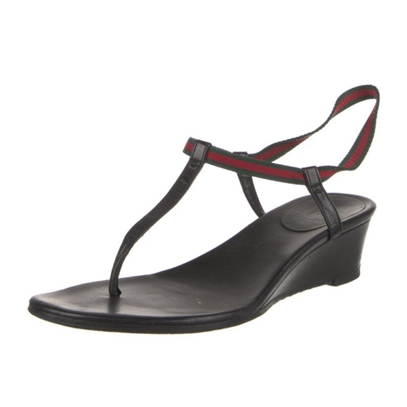 Gucci Web Accent T-Strap Sandals - Picture 2 of 5